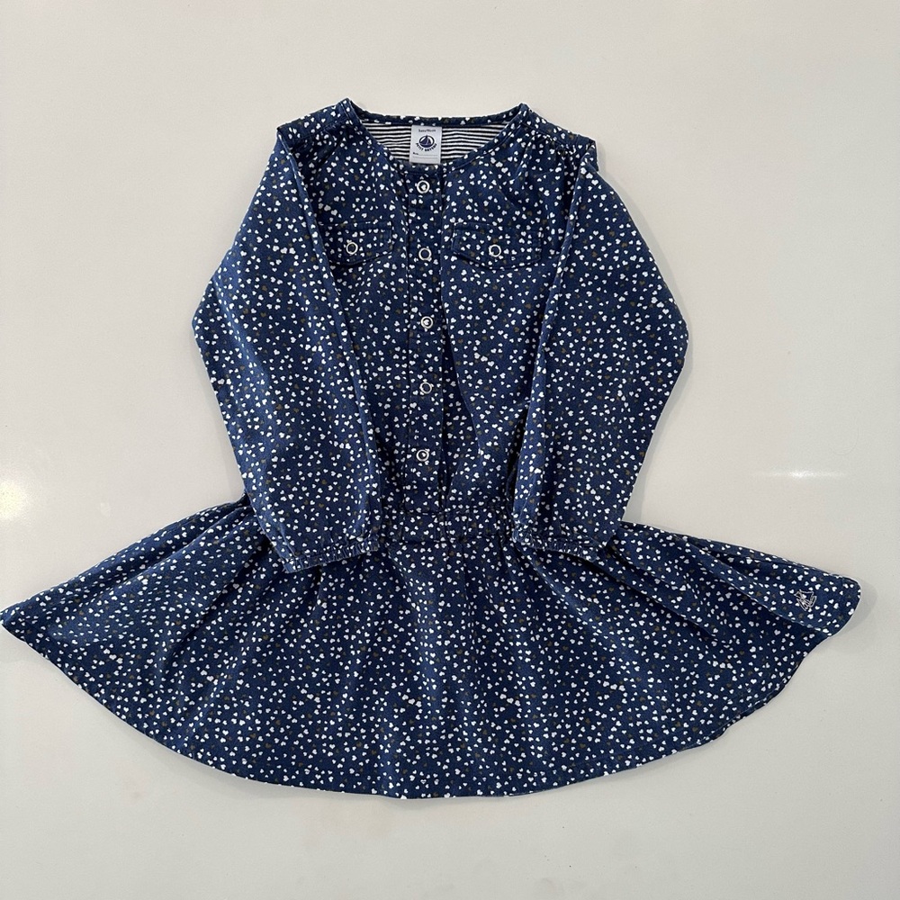 PETIT BATEAU cotton dress with heart print in size 3